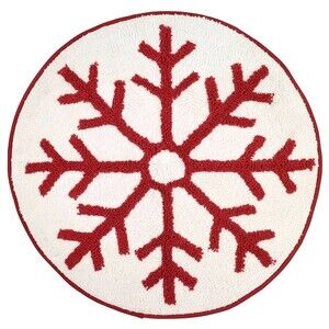 Avanti Linens Bath Rug 29" Round White Red 100% Cotton Bathroom & Holiday BED67